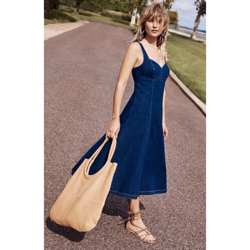 Anthropologie Blue Denim Midi Dress